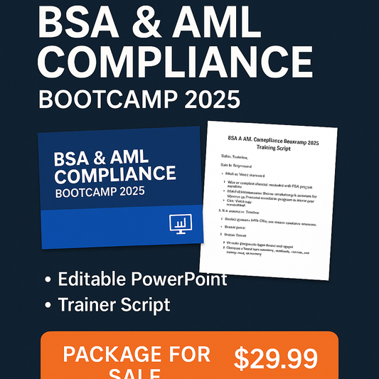 BSA & AML Compliance Bootcamp 2025 | 9-Slide Editable PowerPoint + Trainer Script